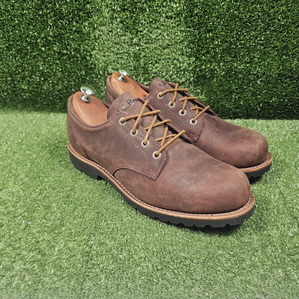 LL Bean Bucksport Dark Cocoa Leather Oxford Plain Toe Shoes Mens 11 Wide